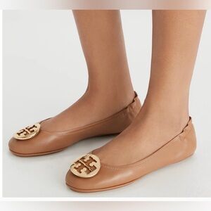 Tory Burch Women’s Leather Minnie Travel Ballet Flats Size 9.5